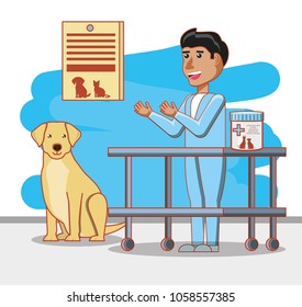 veterinary with dog in medical center