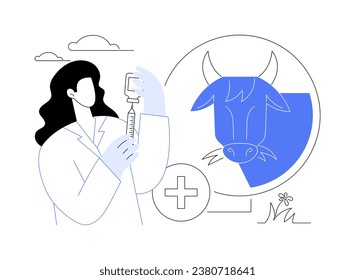 Veterinary drugs abstract concept vector illustration. Farmer giving antibiotics for livestock, animals health care, agribusiness industry, agricultural input sector abstract metaphor.