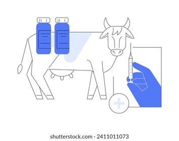 Veterinary drugs isolated cartoon vector illustrations. Farmer giving antibiotics for livestock, animals health care, agribusiness industry, agricultural input sector vector cartoon.