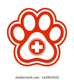 veterinary emblem medical cross in the heart on a white background