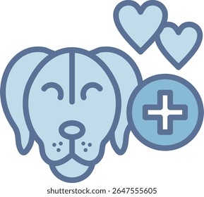 Icono de tono azul relleno veterinario
