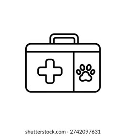 Veterinary first aid kit; pet medical box; animal healthcare icon