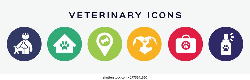 Veterinary flat icon vector set.