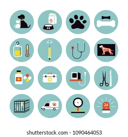 Veterinary Flat Icons Set