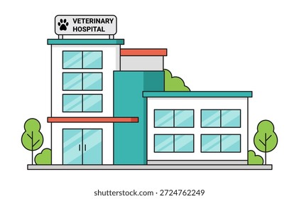 Ilustración vectorial de edificio de hospital veterinario
