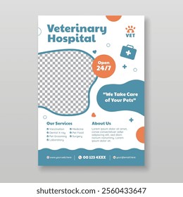 Veterinary hospital flyer template, Animal pet care