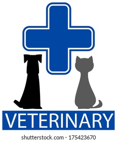 veterinary icon with isolated pet and blue cross