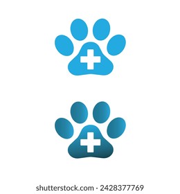 Veterinary icon with little paw and cross.