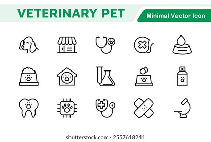 Veterinary Icon Set. A compassionate collection of icons designed for veterinary clinics and pet care services.