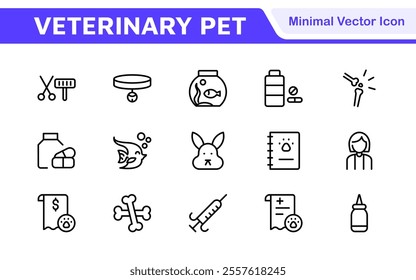 Veterinary Icon Set. A compassionate collection of icons designed for veterinary clinics and pet care services.