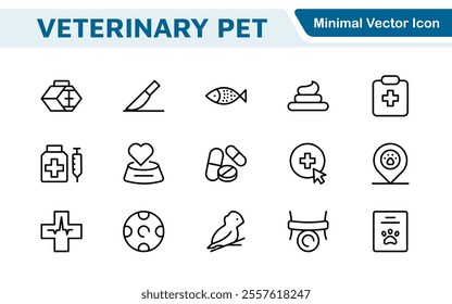 Veterinary Icon Set. A compassionate collection of icons designed for veterinary clinics and pet care services.