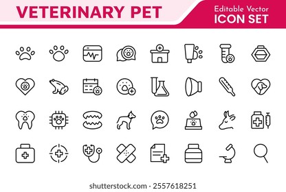 Veterinary Icon Set. A compassionate collection of icons designed for veterinary clinics and pet care services.