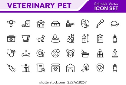 Veterinary Icon Set. A compassionate collection of icons designed for veterinary clinics and pet care services.