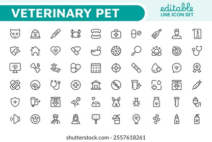 Veterinary Icon Set. A compassionate collection of icons designed for veterinary clinics and pet care services.