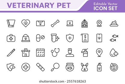 Veterinary Icon Set. A compassionate collection of icons designed for veterinary clinics and pet care services.