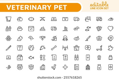 Veterinary Icon Set. A compassionate collection of icons designed for veterinary clinics and pet care services.