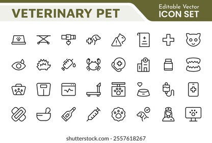 Veterinary Icon Set. A compassionate collection of icons designed for veterinary clinics and pet care services.