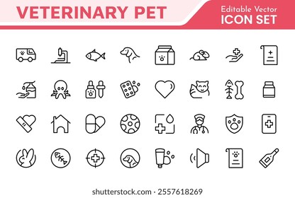 Veterinary Icon Set. A compassionate collection of icons designed for veterinary clinics and pet care services.