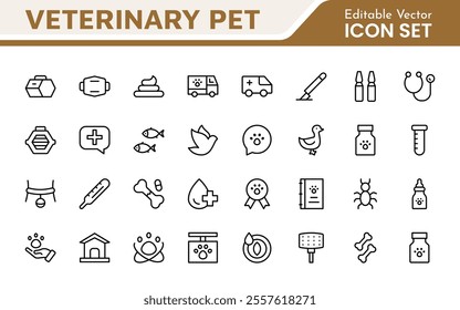 Veterinary Icon Set. A compassionate collection of icons designed for veterinary clinics and pet care services.