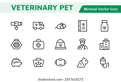 Veterinary Icon Set. A compassionate collection of icons designed for veterinary clinics and pet care services.