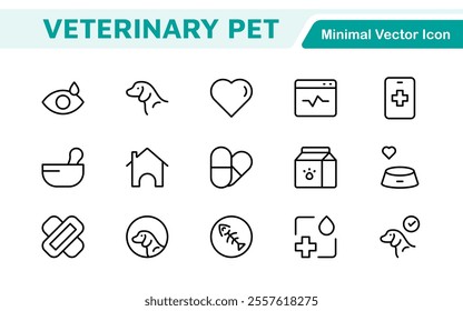 Veterinary Icon Set. A compassionate collection of icons designed for veterinary clinics and pet care services.