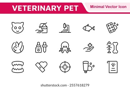 Veterinary Icon Set. A compassionate collection of icons designed for veterinary clinics and pet care services.