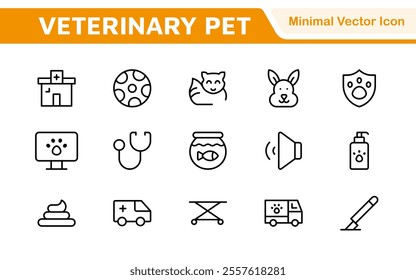 Veterinary Icon Set. A compassionate collection of icons designed for veterinary clinics and pet care services.