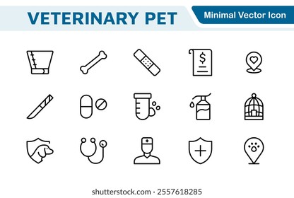 Veterinary Icon Set. A compassionate collection of icons designed for veterinary clinics and pet care services.