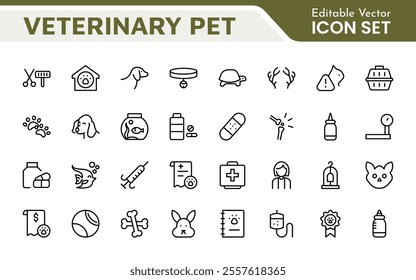 Veterinary Icon Set. A compassionate collection of icons designed for veterinary clinics and pet care services.