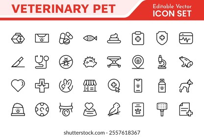 Veterinary Icon Set. A compassionate collection of icons designed for veterinary clinics and pet care services.