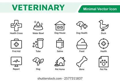 Veterinary Icon Set. A compassionate collection of icons designed for veterinary clinics and pet care services.