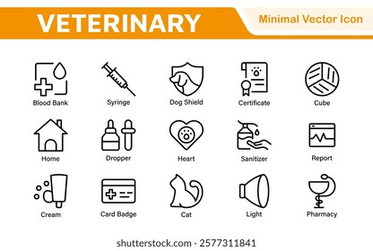 Veterinary Icon Set. A compassionate collection of icons designed for veterinary clinics and pet care services.