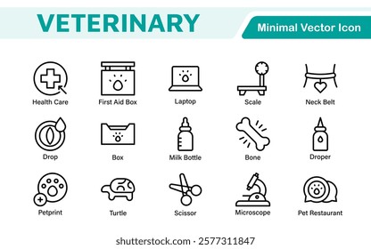 Veterinary Icon Set. A compassionate collection of icons designed for veterinary clinics and pet care services.