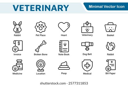 Veterinary Icon Set. A compassionate collection of icons designed for veterinary clinics and pet care services.