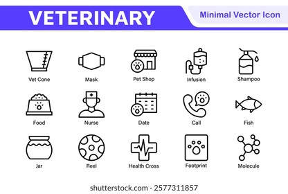 Veterinary Icon Set. A compassionate collection of icons designed for veterinary clinics and pet care services.