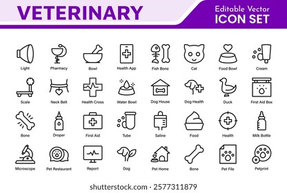 Veterinary Icon Set. A compassionate collection of icons designed for veterinary clinics and pet care services.