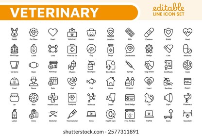 Veterinary Icon Set. A compassionate collection of icons designed for veterinary clinics and pet care services.