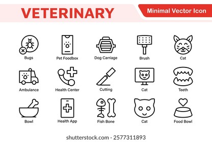 Veterinary Icon Set. A compassionate collection of icons designed for veterinary clinics and pet care services.