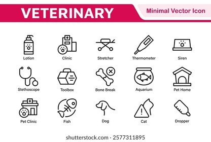 Veterinary Icon Set. A compassionate collection of icons designed for veterinary clinics and pet care services.