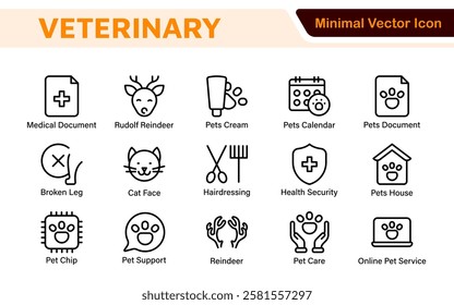 Veterinary Icon Set. A compassionate collection of icons designed for veterinary clinics and pet care services.