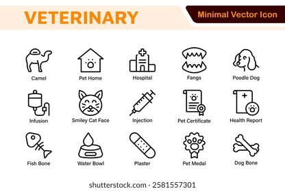 Veterinary Icon Set. A compassionate collection of icons designed for veterinary clinics and pet care services.