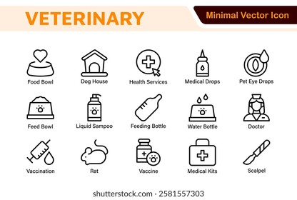 Veterinary Icon Set. A compassionate collection of icons designed for veterinary clinics and pet care services.