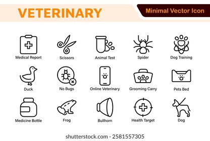 Veterinary Icon Set. A compassionate collection of icons designed for veterinary clinics and pet care services.