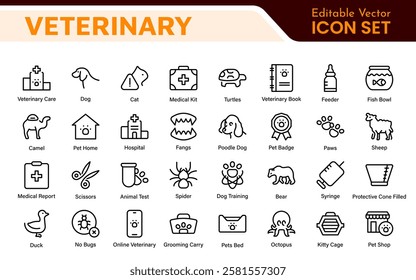 Veterinary Icon Set. A compassionate collection of icons designed for veterinary clinics and pet care services.