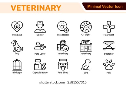 Veterinary Icon Set. A compassionate collection of icons designed for veterinary clinics and pet care services.