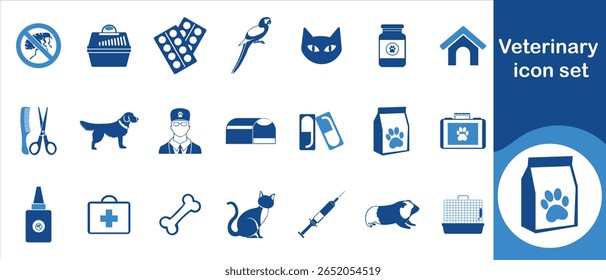 Veterinary icon set, fish, user, medical, shelter, line, icon, simple, branding., healthcare, professional, healing, minimal, outline, modern, smooth, bird, animal husbandry, farm, hospital and more