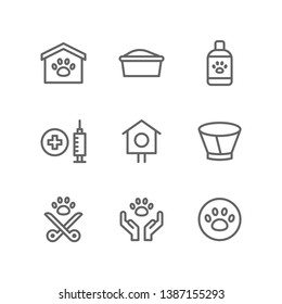 Veterinary Icon Set Including Animal, Shelter, Litter Box, Grooming, Shampoo, Vaccine, Pet, Collar, Sterilization, Adoption, Vet, Paw