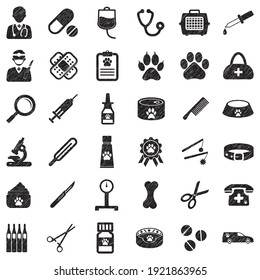 Veterinary Icons. Black Scribble Design. Vector Illustration.