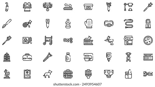 Veterinary icons collection is a vector illustration with editable stroke, offering versatility and customization. Perfect for various design needs, it includes high-quality graphics 