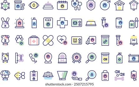 Veterinary icons collection is a vector illustration with editable stroke.